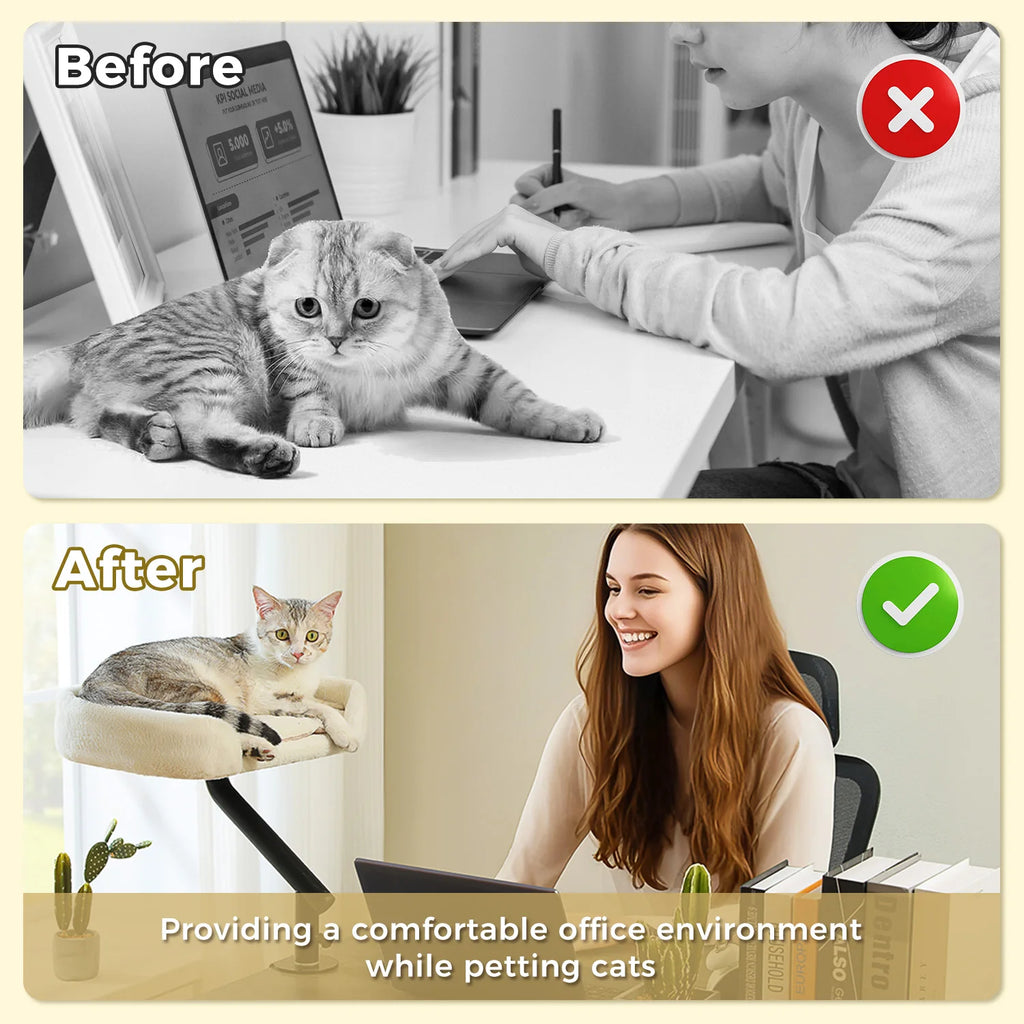 360° Rotating Desk-Mounted Cat Bed