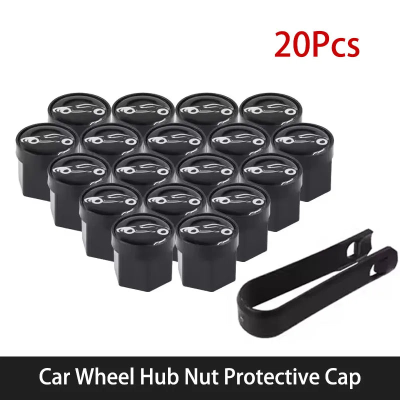 Wheel Lug Nut Covers – 20 Pieces, Assorted Designs