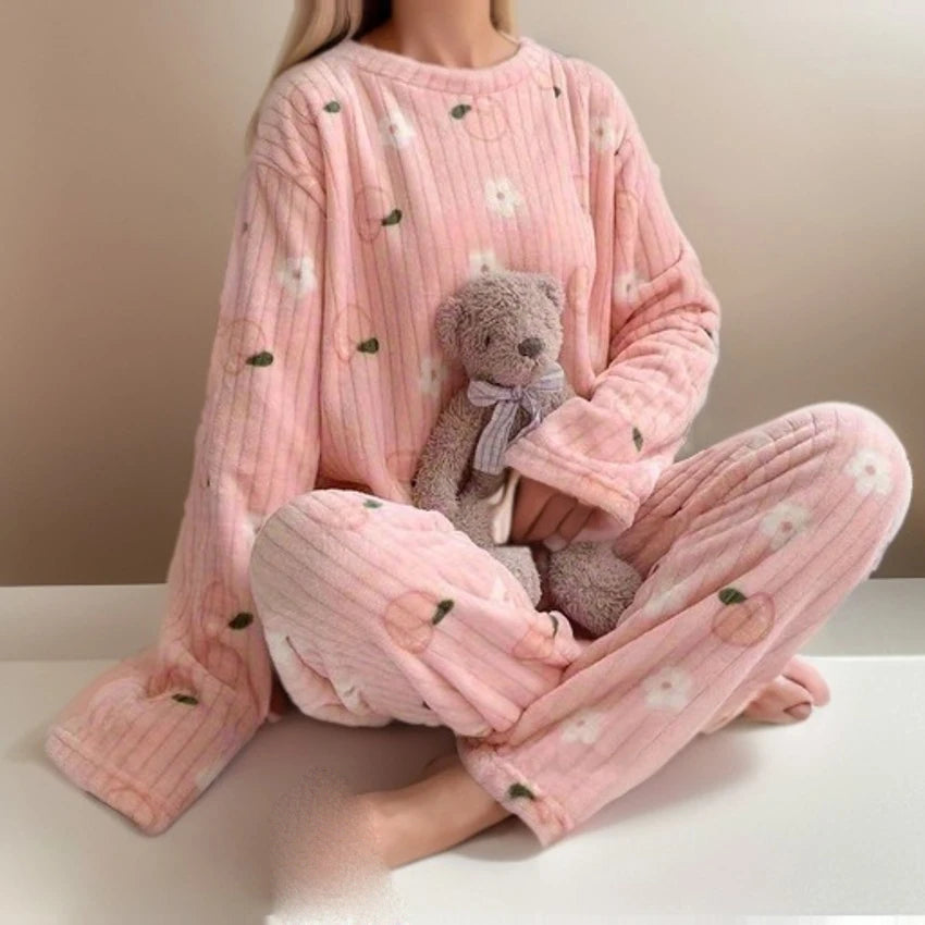 Women's Cotton-Blend Long-Sleeve Pajama Set