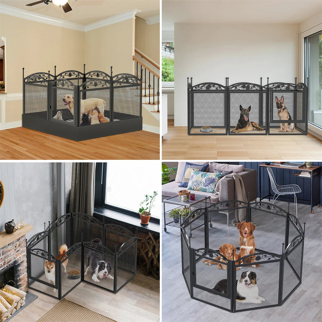 BINGOPAW Eight-Panel Metal Dog Playpen with Mat