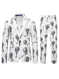 Men's Skull-Print Two-Piece Party Suit