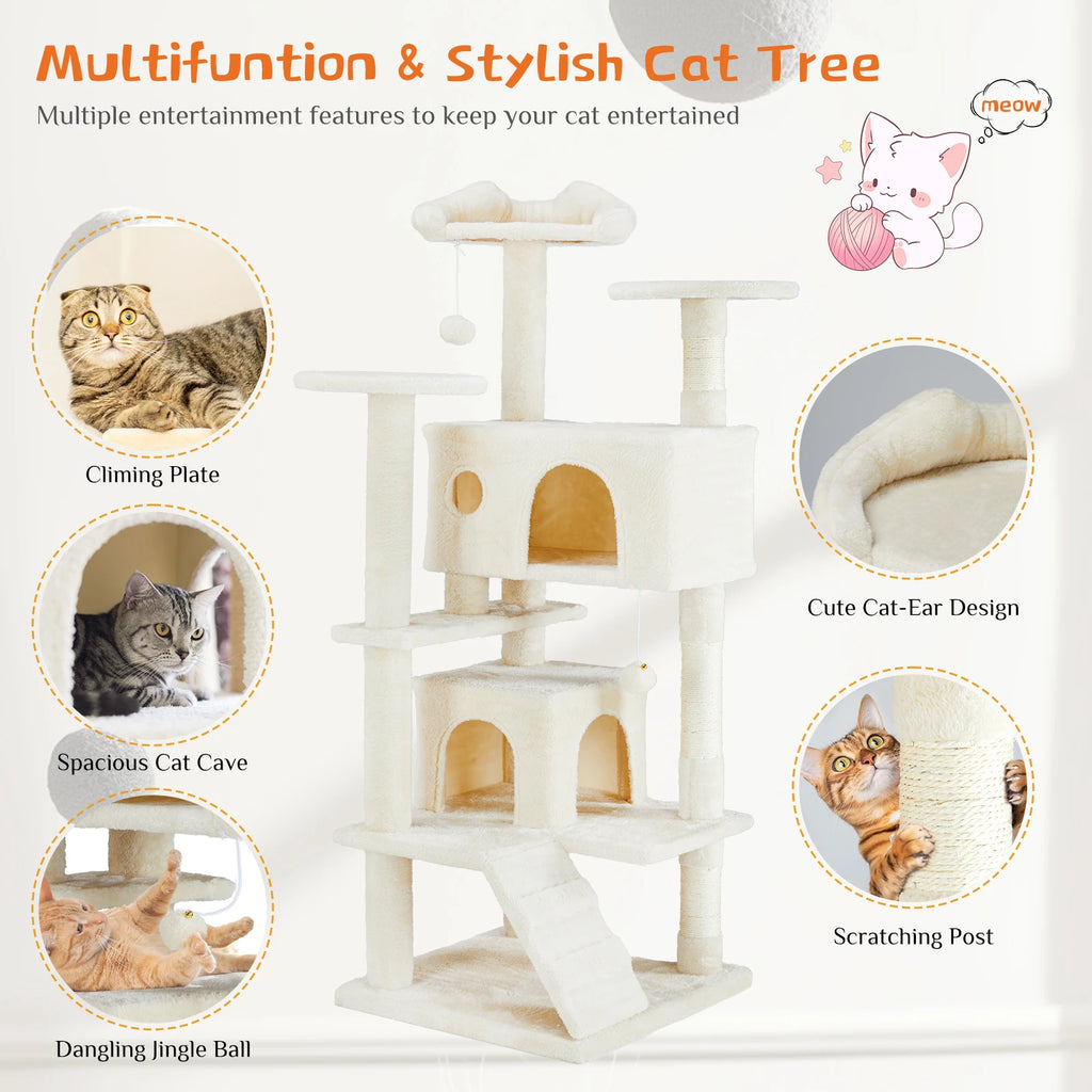 JHK 54" Cat Tree with Sisal Scratching Posts