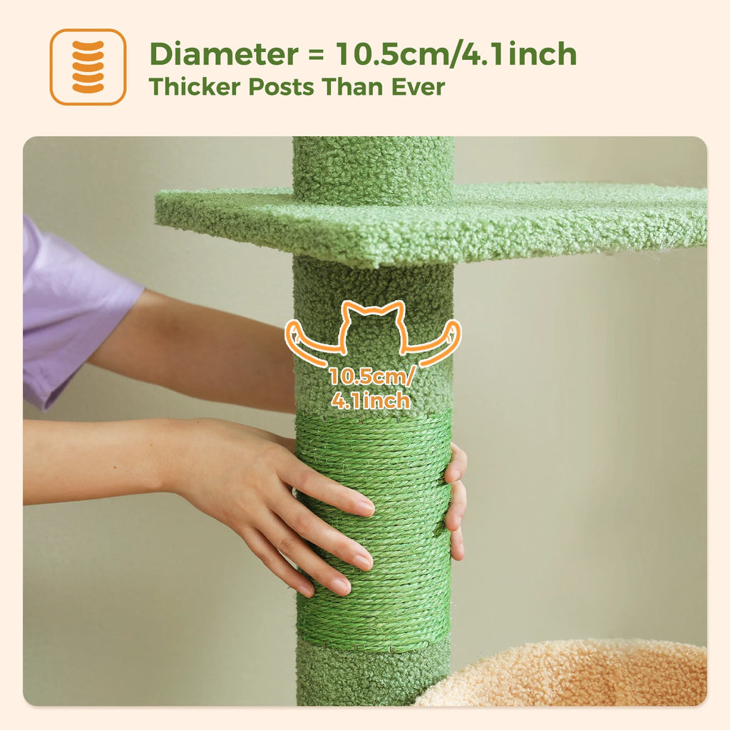 Cactus Cat Tree Floor to Ceiling Cat Tower with Sisal Scratching Post,Comfortable Hammock for Multi-Cat Homes,Cat Accessories Whispering Desires Shoppe