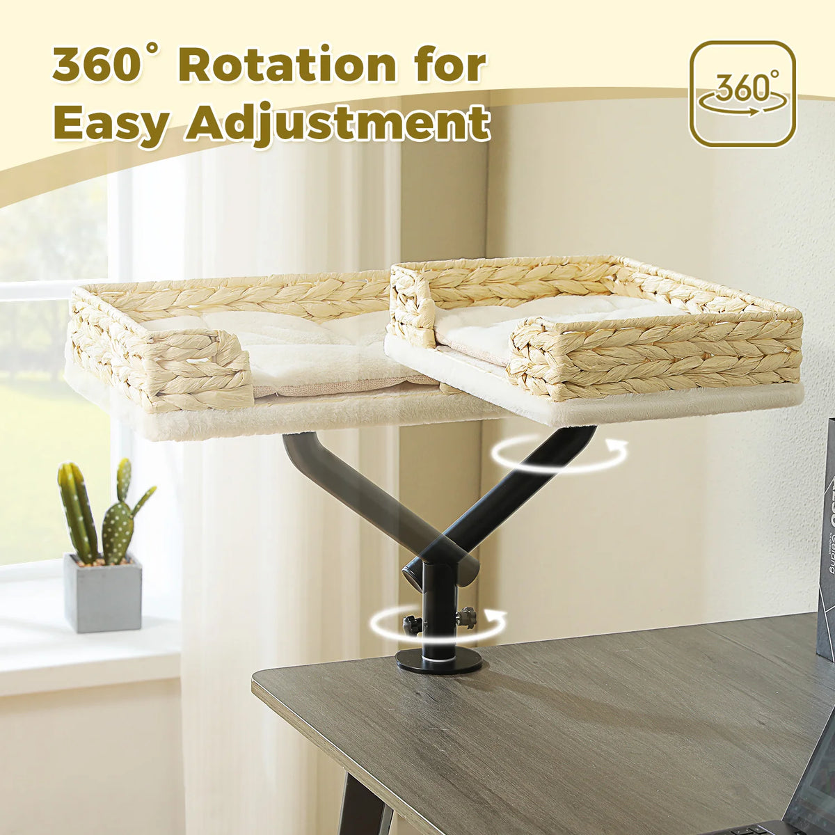 360° Rotating Desk-Mounted Cat Bed