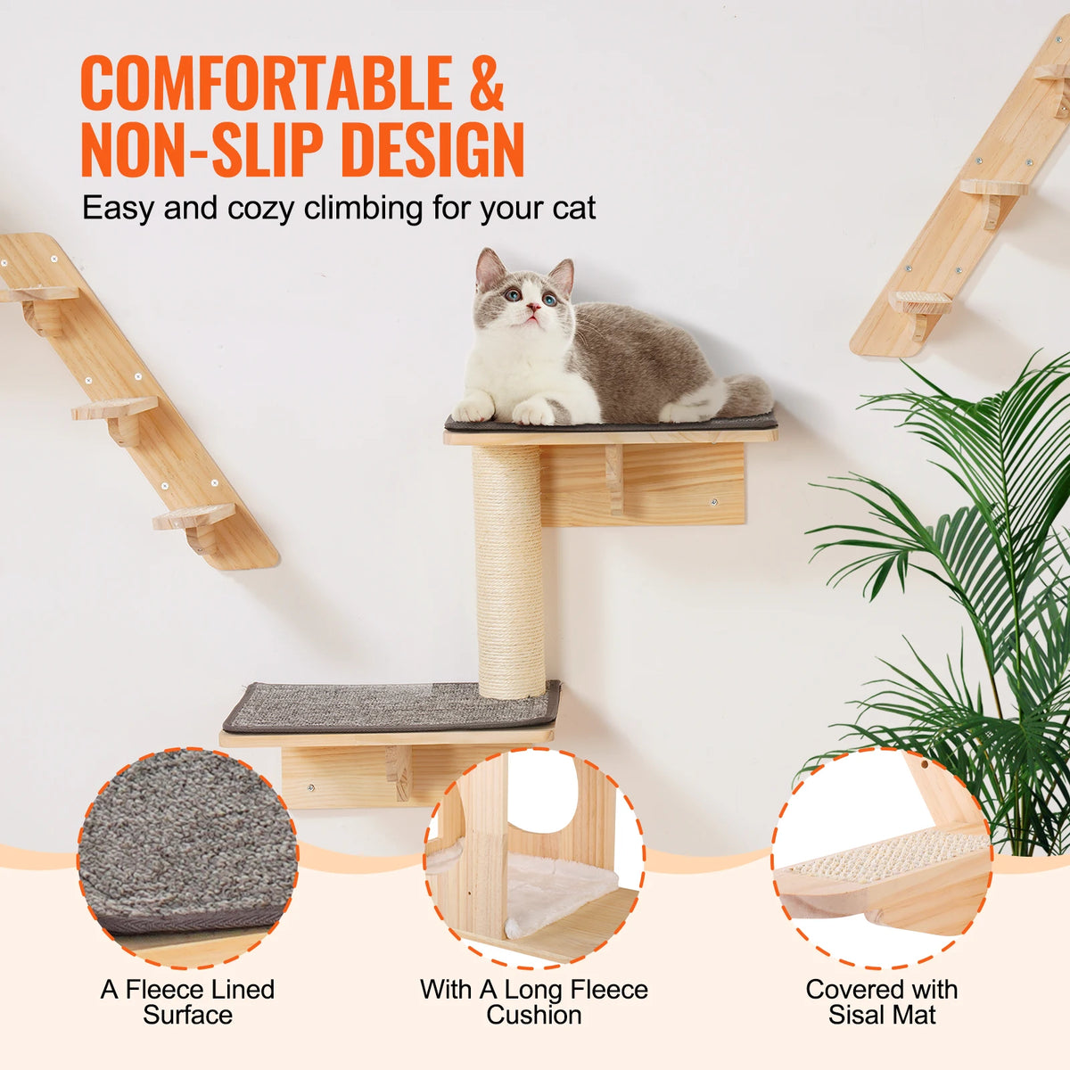 SucceBuy Wall-Mounted Cat Shelves & Hammock