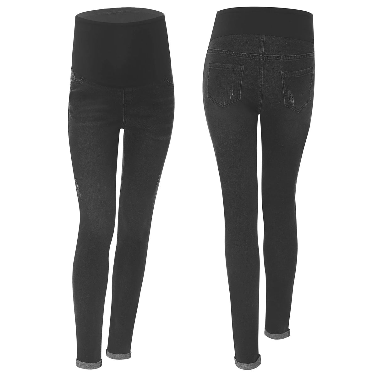 Pregnant Women Jeans High Waist Support Belly Maternity Hip Lifting Elastic Denim Pants Shorts for Daily Work Street Loungewear Whispering Desires Shoppe