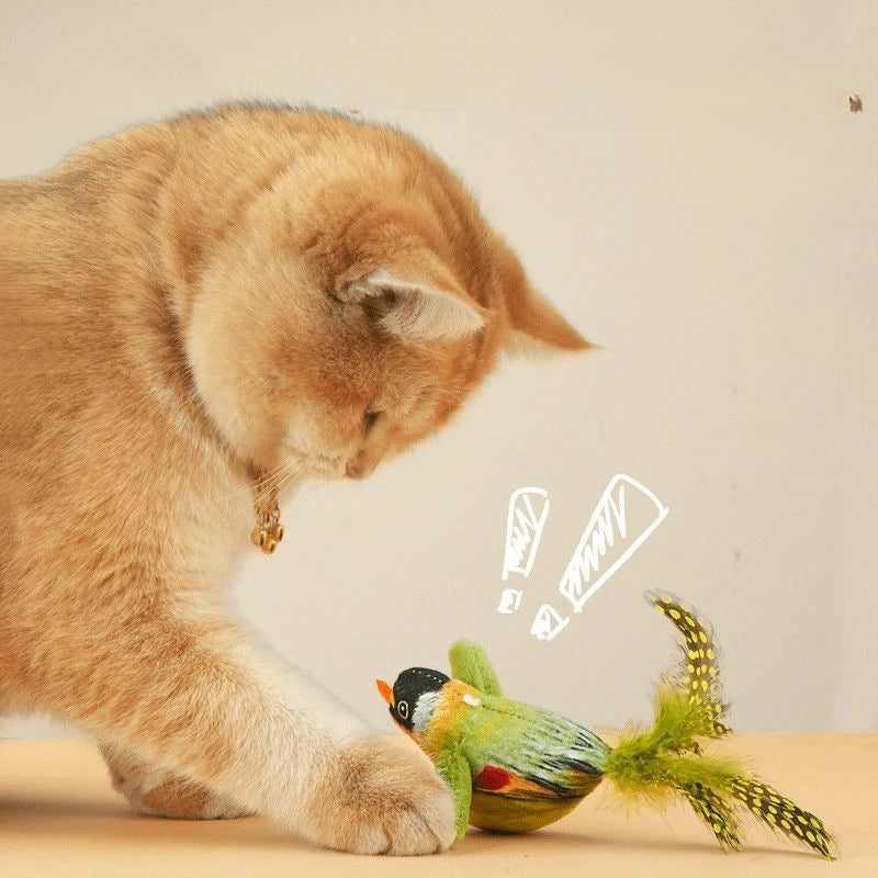 Wall-Mounted Sound-Activated Plush Bird Cat Toy