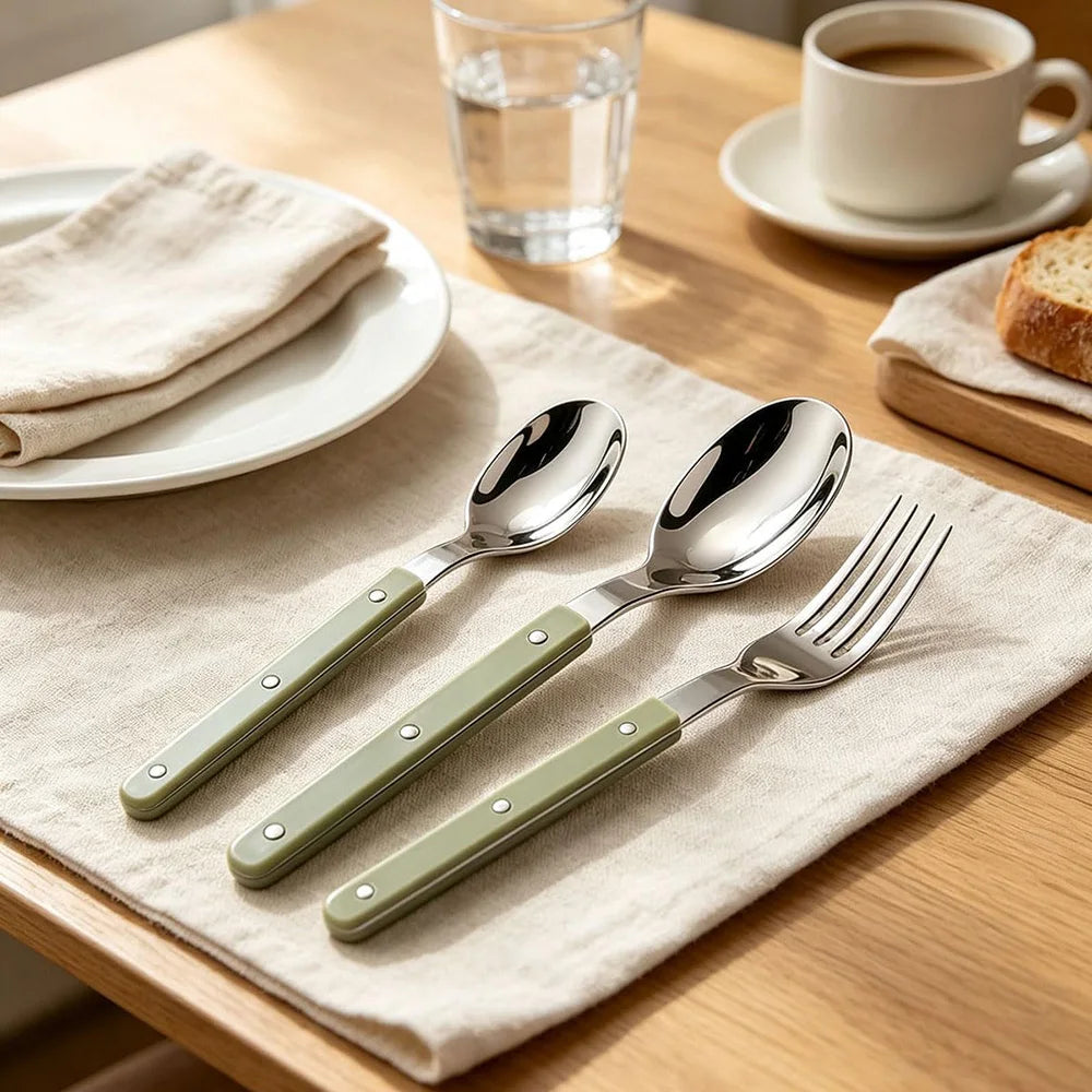 Uniturcky Stainless Steel Flatware with ABS Handles, 18 Pieces