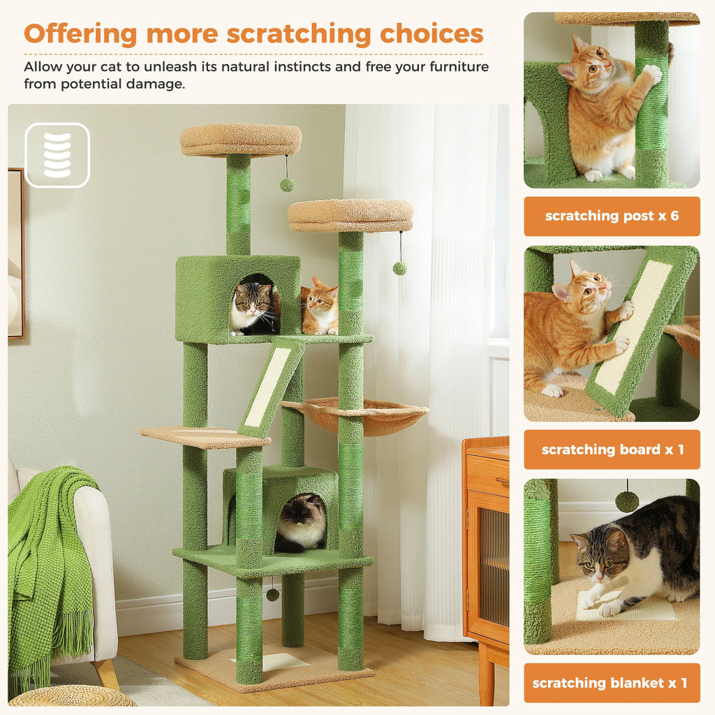Multi-Level Cat Tree with Scratching Posts, Cozy Condo, Hammock, Large Cat Tower for Indoor Cats, Cat Scratching Board, Cat Toys Whispering Desires Shoppe