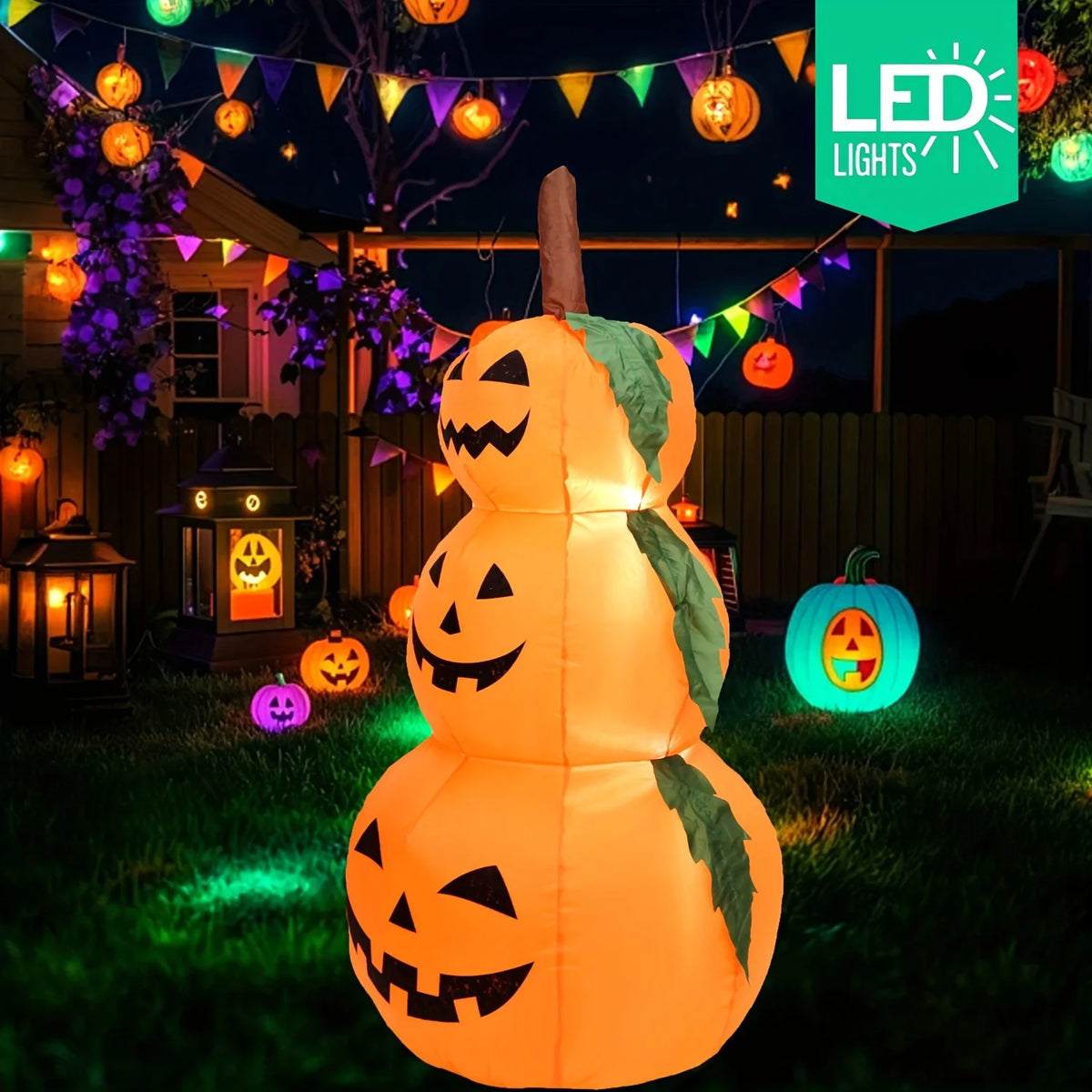 3.9-Foot LED Stacked Pumpkin Inflatable