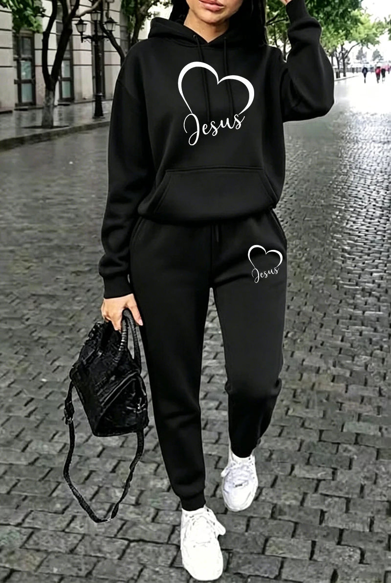 Women's Printed Hoodies and Joggers — Separates or Set