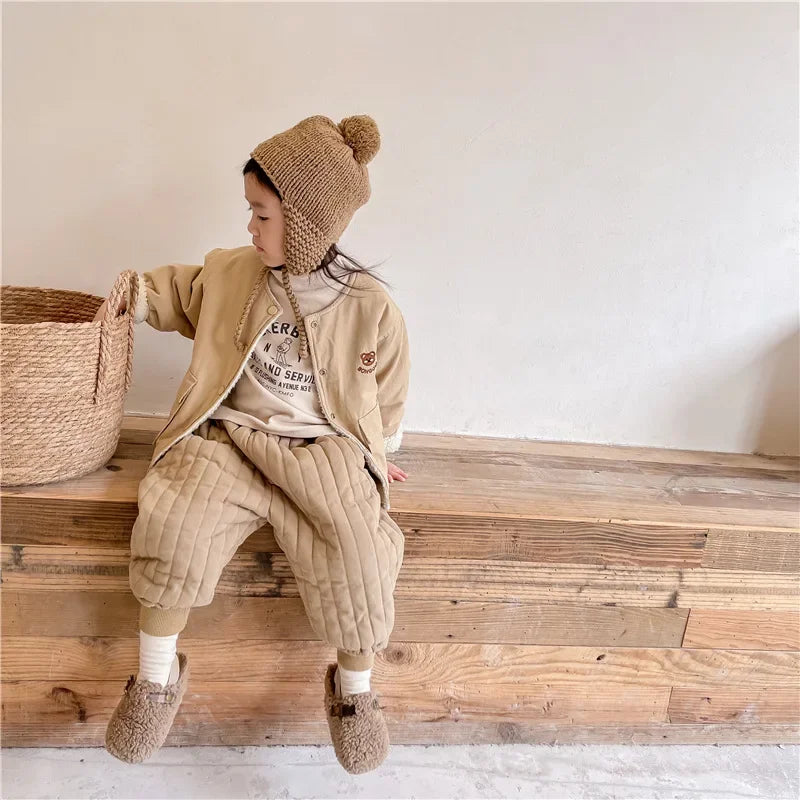 Children's Clothing From 2 To 7 Years Winter Kids Warm Cotton-Padded Trousers Baby Girls Thick Pants Toddler Boys Wear Clothes Whispering Desires Shoppe