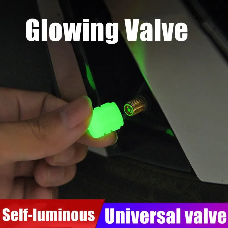 Glow-in-the-Dark Tire Valve Caps – Set of 4