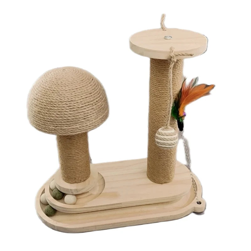 Interactive Cat Scratching Tower with Ball Track