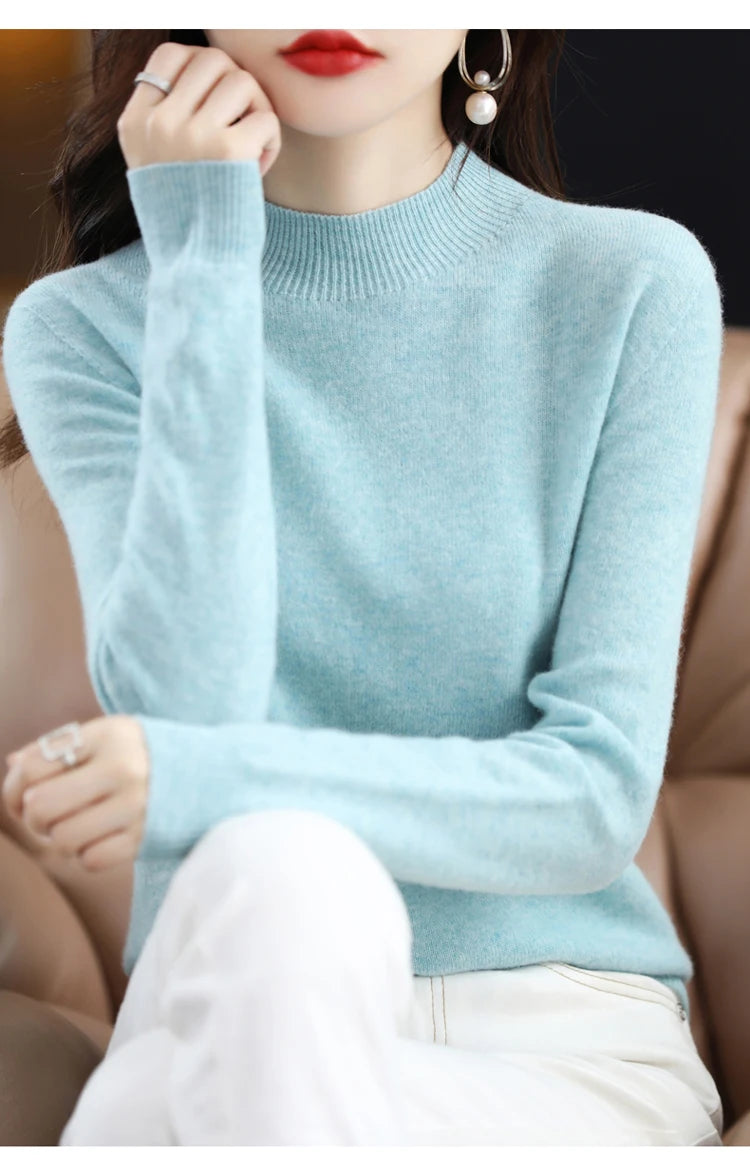 Women's Wool Mock-Neck Knit Sweater