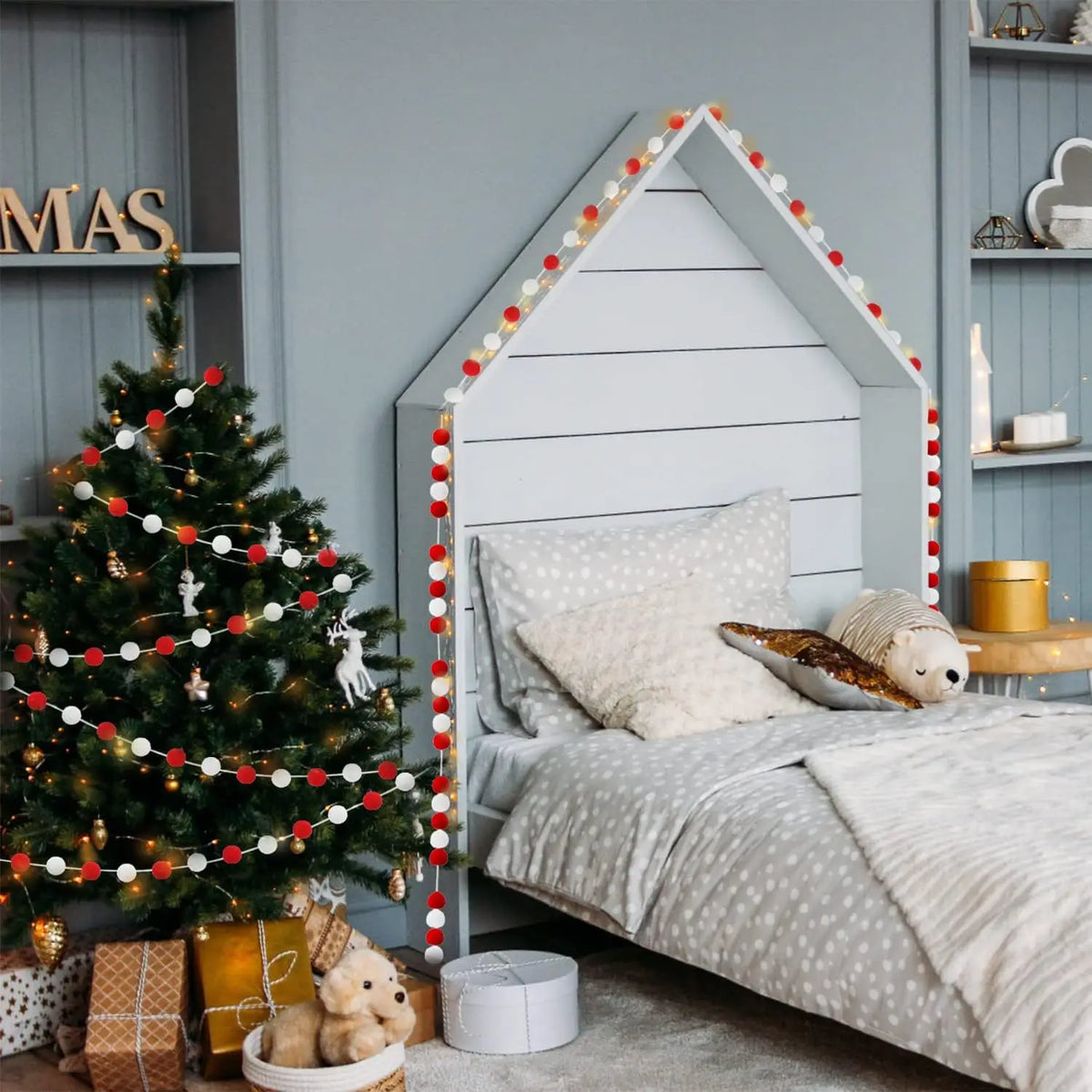 Christmas Pompom Ball Garland, 1 or 3 Pieces