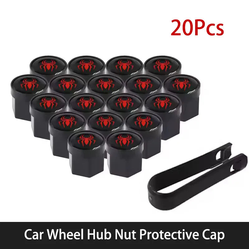 Wheel Lug Nut Covers – 20 Pieces, Assorted Designs