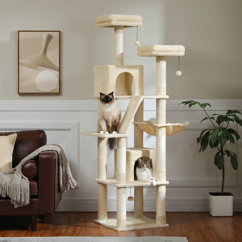 Multi-Level Cat Tree with Scratching Posts, Cozy Condo, Hammock, Large Cat Tower for Indoor Cats, Cat Scratching Board, Cat Toys Whispering Desires Shoppe