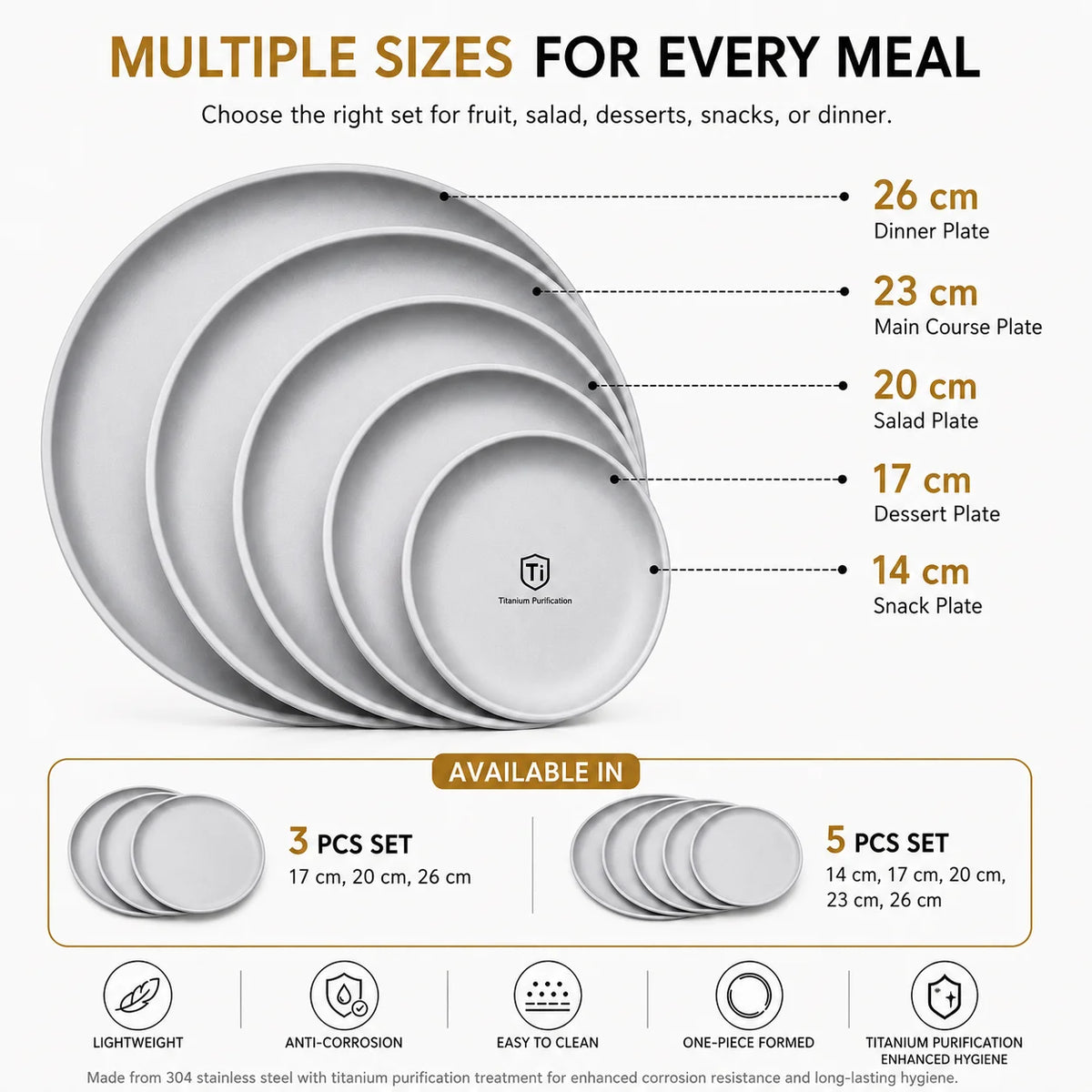 PGY Stackable Stainless Steel Camping Plates