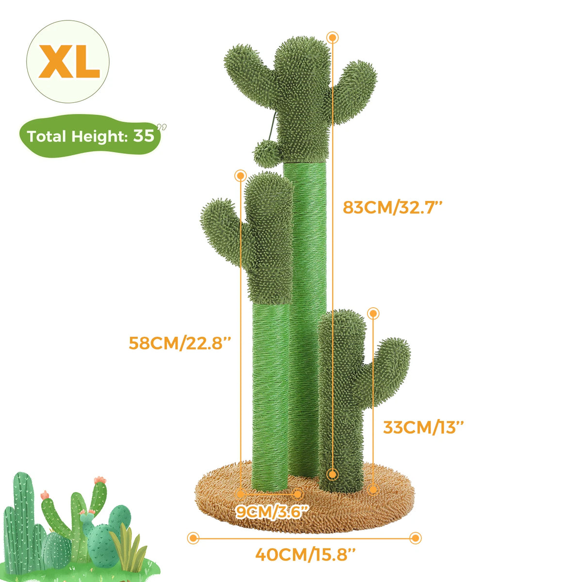 Cactus Cat Tree Small Cat Tower with Spacious Condo,Cozy Hammock,Dangling Ball,Scratching Post Cat Accessories for Indoor Cats Whispering Desires Shoppe