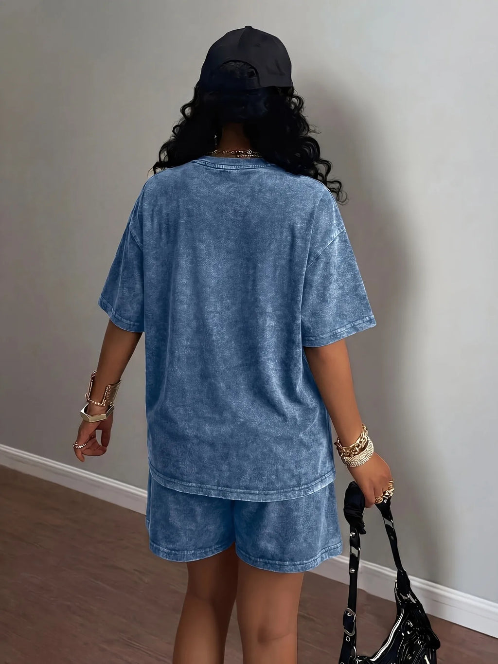 Women's Letter-Print Tee and Shorts Set