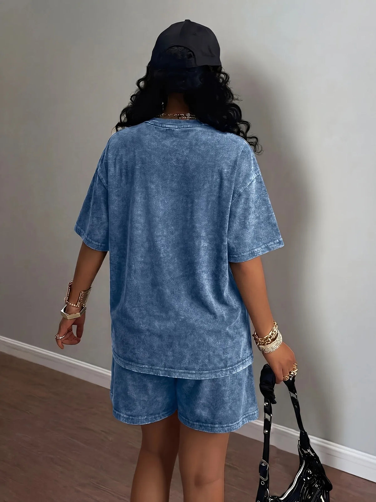 Women's Letter-Print Tee and Shorts Set