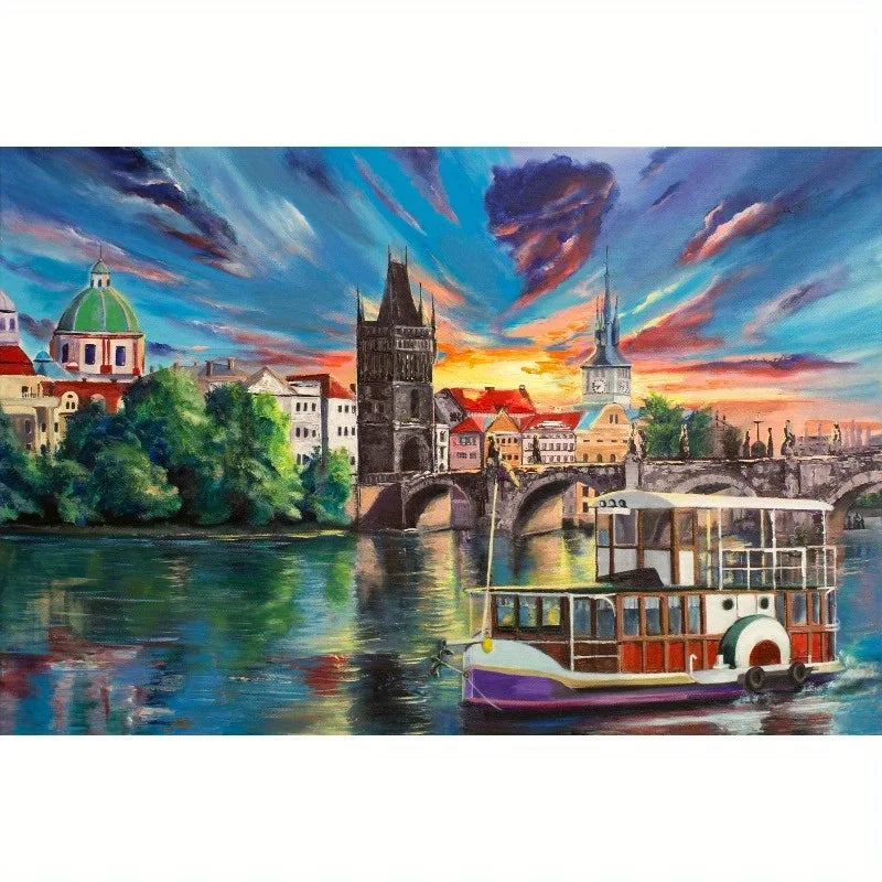 Prague Oil Painting 500-Piece Jigsaw Puzzle