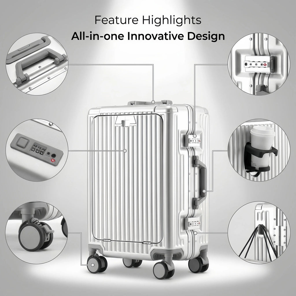 BunyFly Aluminum Frame Boarding Laptop Trolley Case 20 Inch Front Opening  Suitcase Cabin Luggage Bag Whispering Desires Shoppe