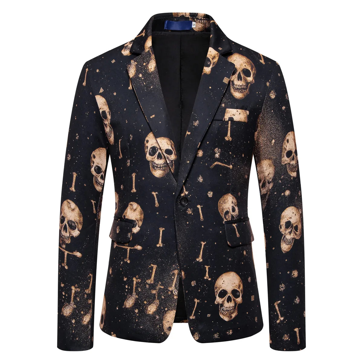 Men's Skull-Print Two-Piece Party Suit