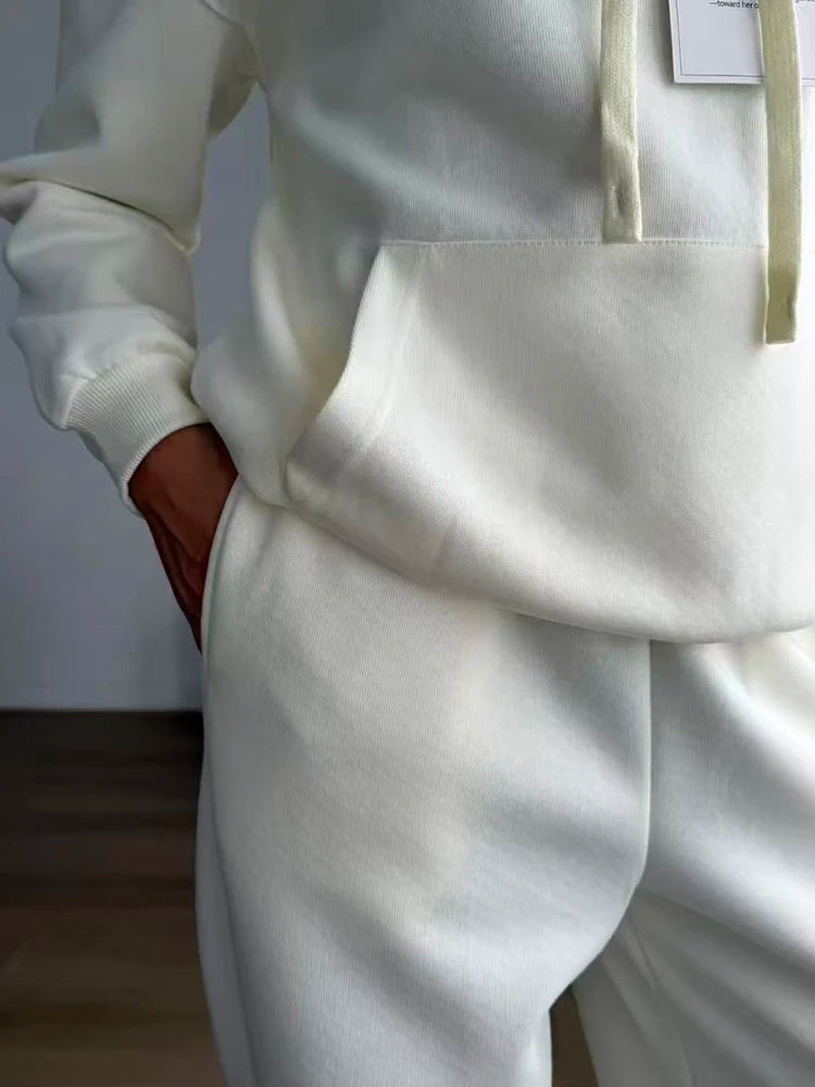 Women's Cotton-Blend Hoodie and Wide-Leg Pants Set