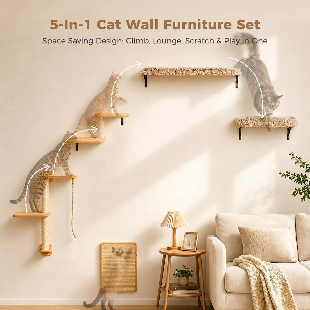 PAWZ Road Five-in-One Wall-Mounted Cat Climbing Set