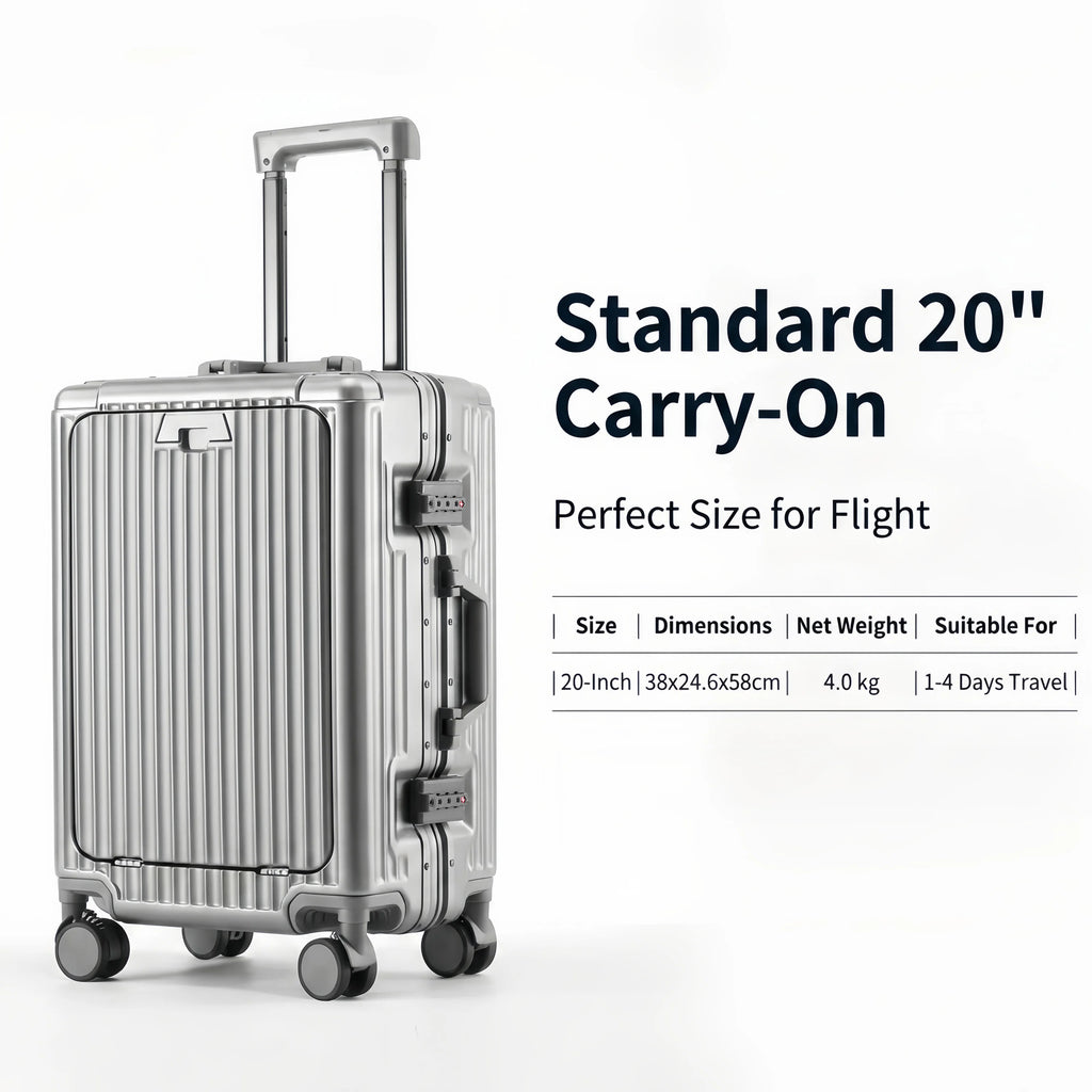 BunyFly Aluminum Frame Boarding Laptop Trolley Case 20 Inch Front Opening  Suitcase Cabin Luggage Bag Whispering Desires Shoppe
