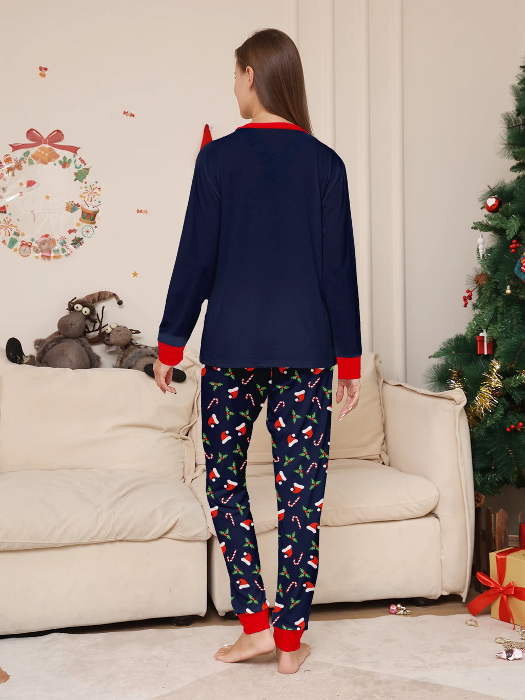 Navy Santa Hat & Candy Cane Family Pajamas