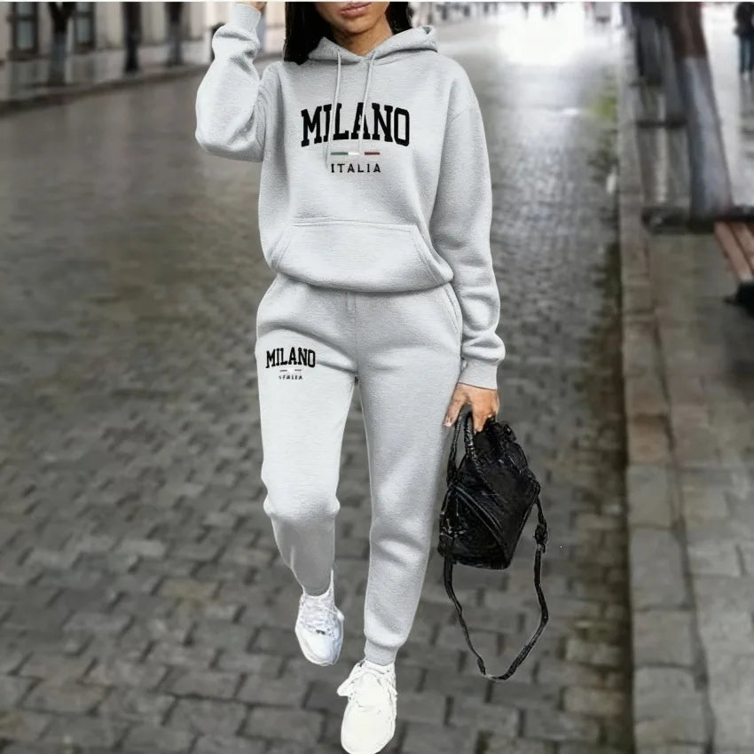 Women's Milano Letter-Print Top and Wide-Leg Pants Set