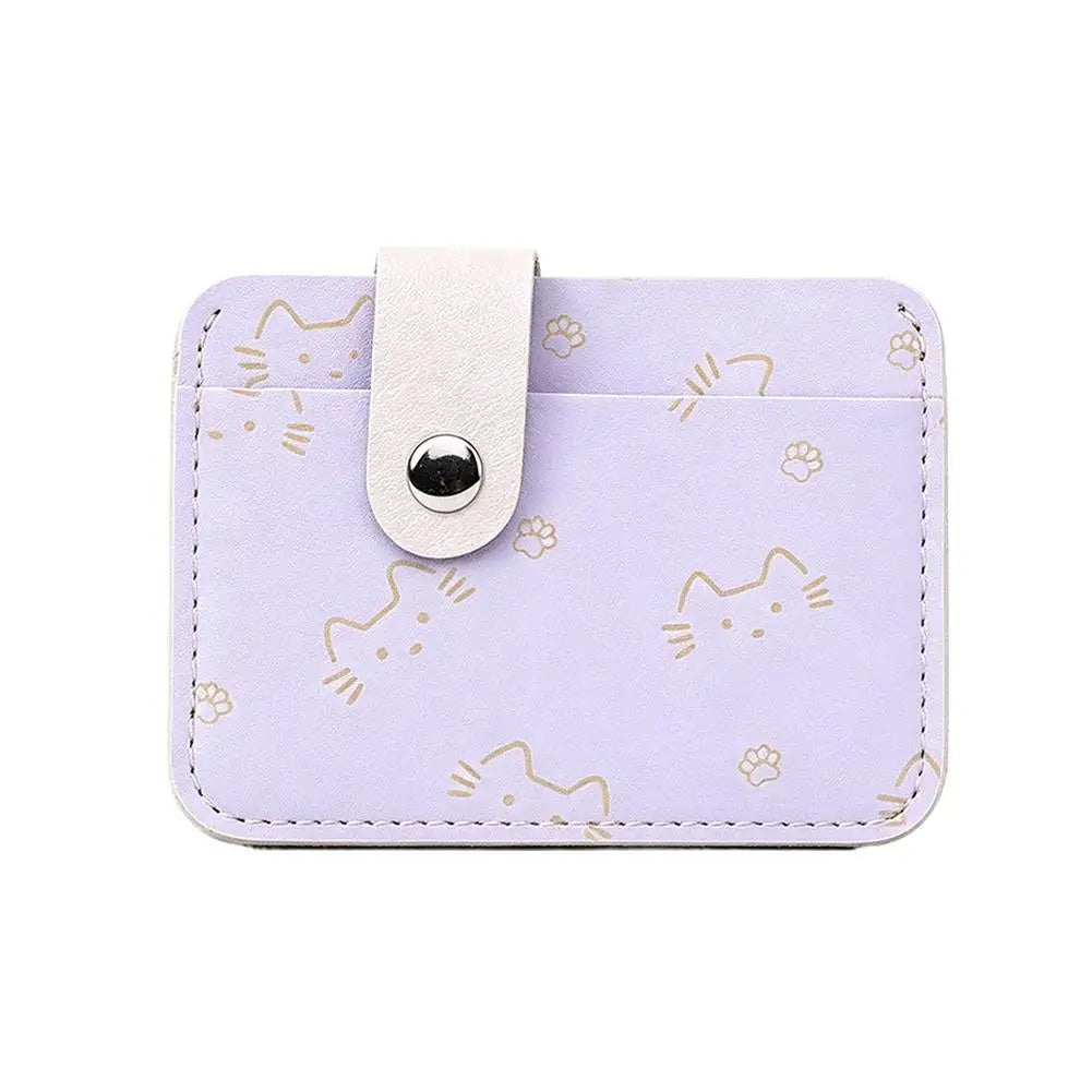 Women's Cat-Print Mini PU Wallet