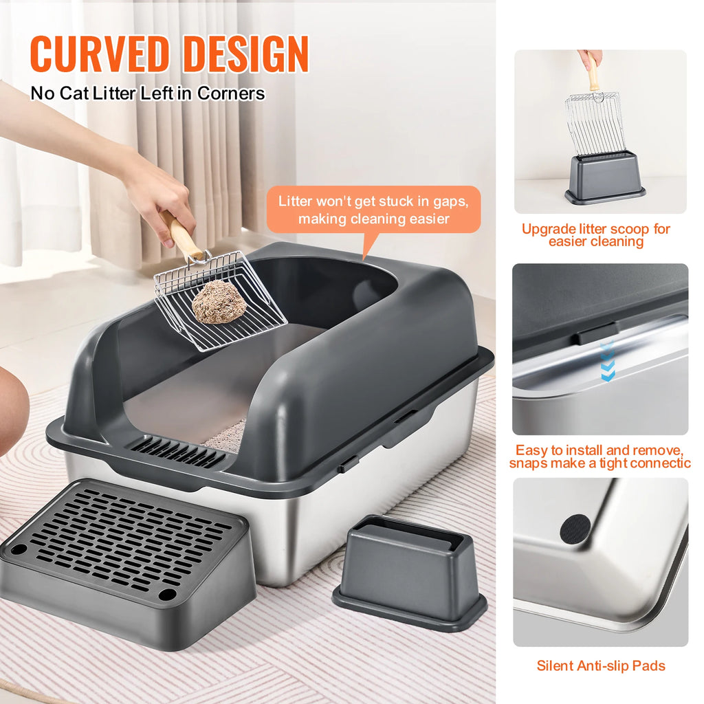 SucceBuy XM-0012 Stainless Steel Cat Litter Box