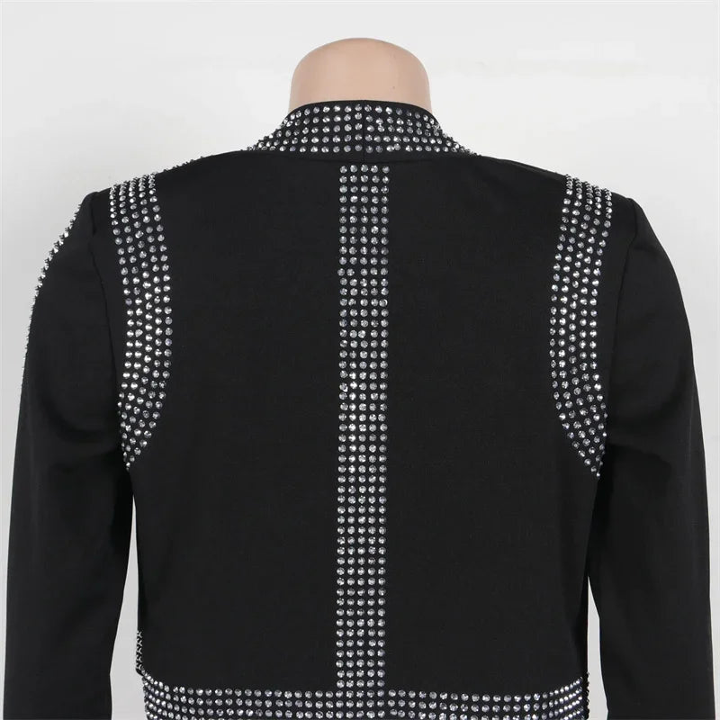 Women's Rhinestone-Embellished Jacket, Bra and Shorts Set