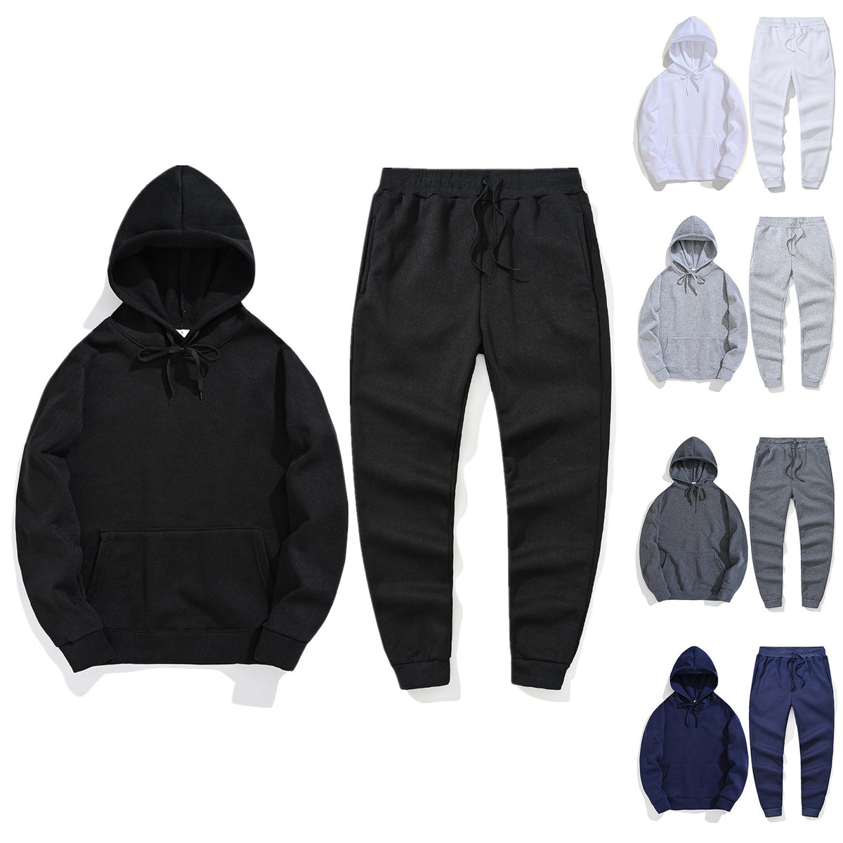 Men's Solid-Color Sweatshirt & Jogger Set