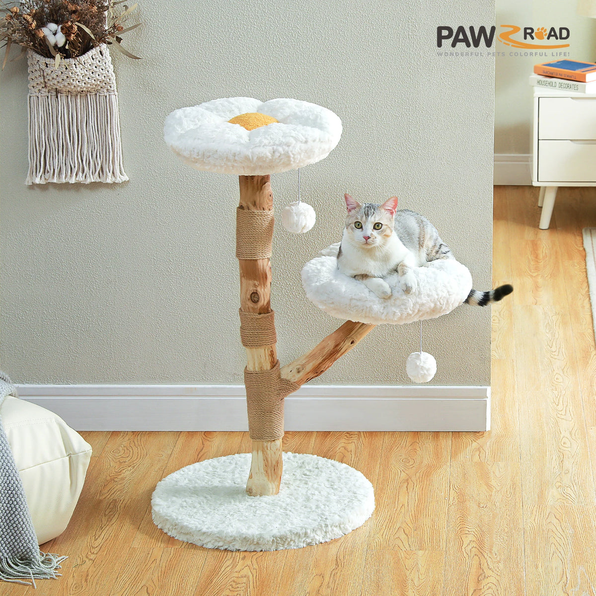 92cm Flower Cat Tree with Two Perches