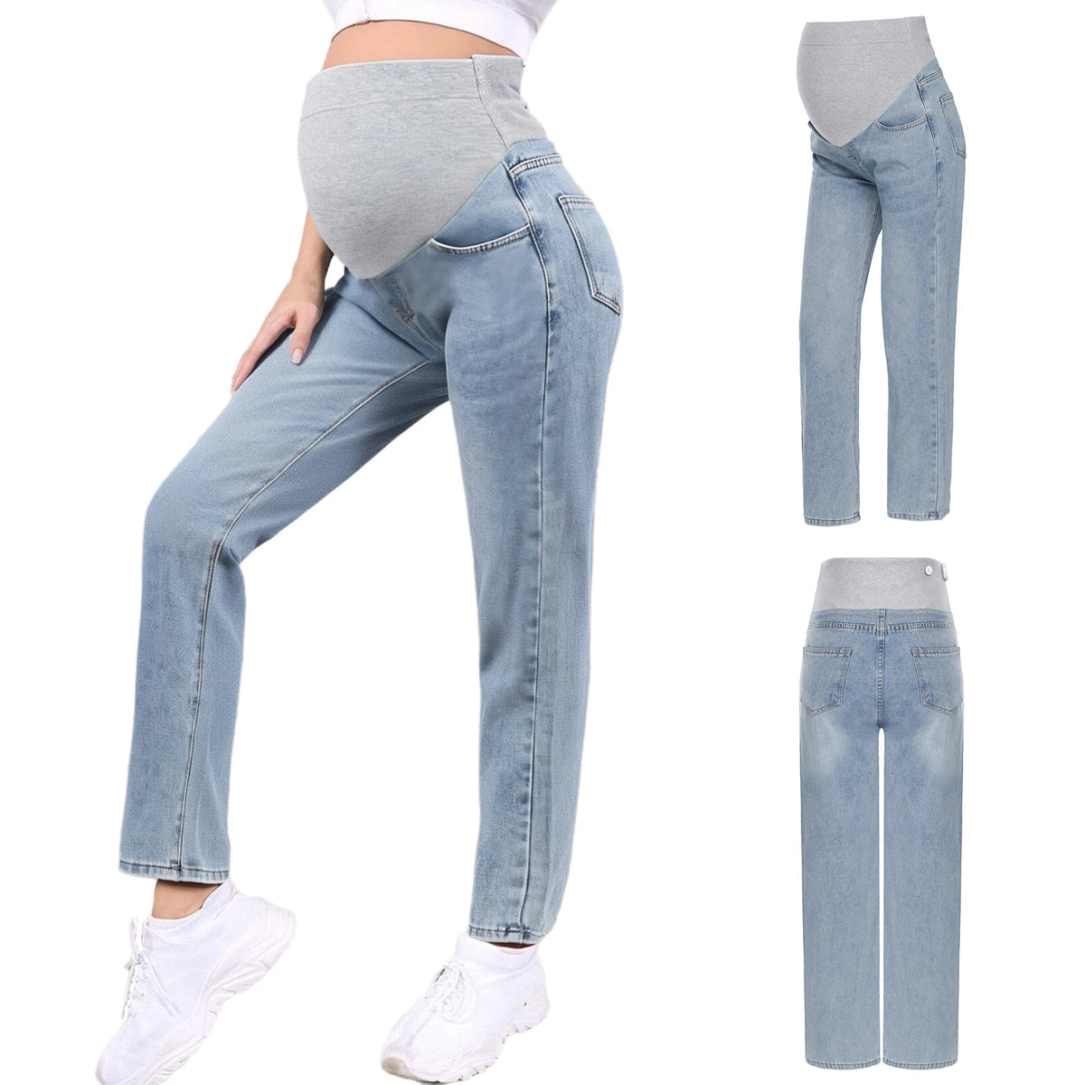 Pregnant Women Jeans High Waist Support Belly Maternity Hip Lifting Elastic Denim Pants Shorts for Daily Work Street Loungewear Whispering Desires Shoppe