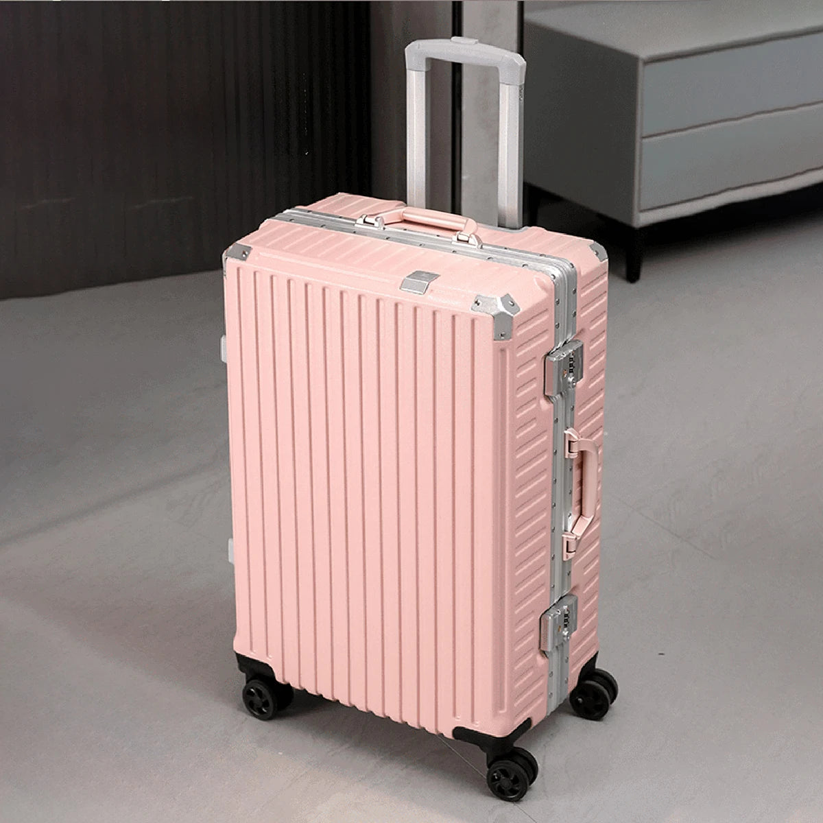 Trolley Luggage 20 24 26 28" Aluminum Frame Rolling Luggage Case USB Travel Suitcase on Wheels Combination Lock Carry on Luggage Whispering Desires Shoppe
