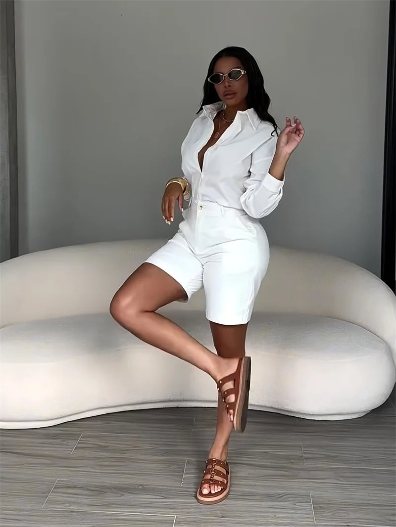 Women's Long-Sleeve Shirt and Shorts Set