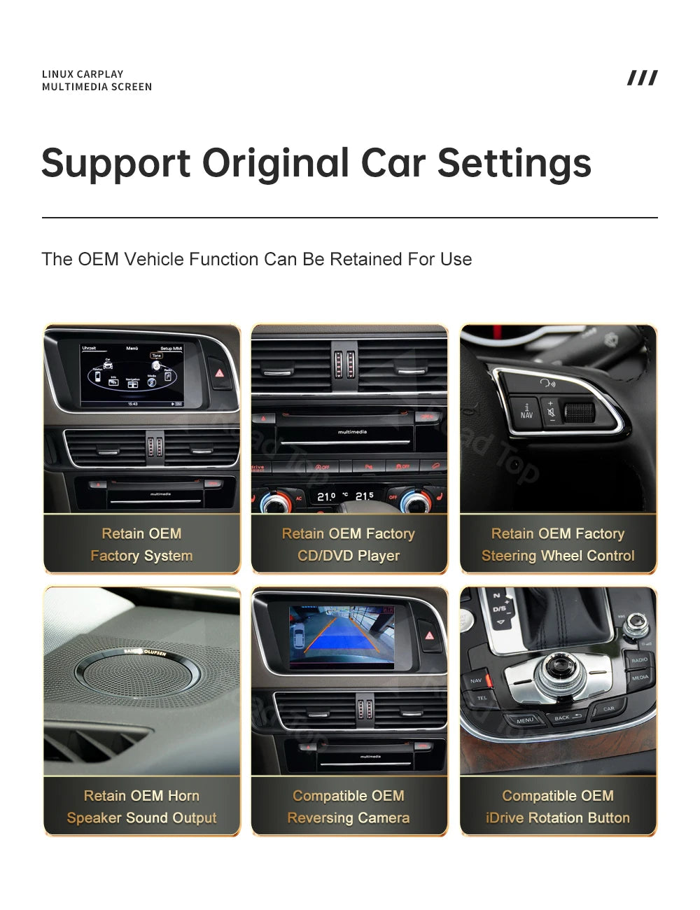Road Top CarPlay Display for Audi Q5 2009–2017