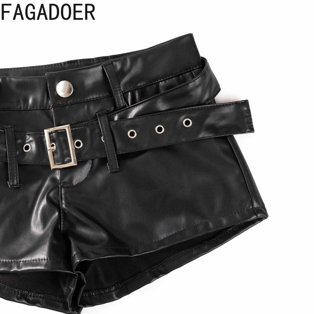 Women's Mesh-Look Top and Faux-Leather-Look Shorts — Separates