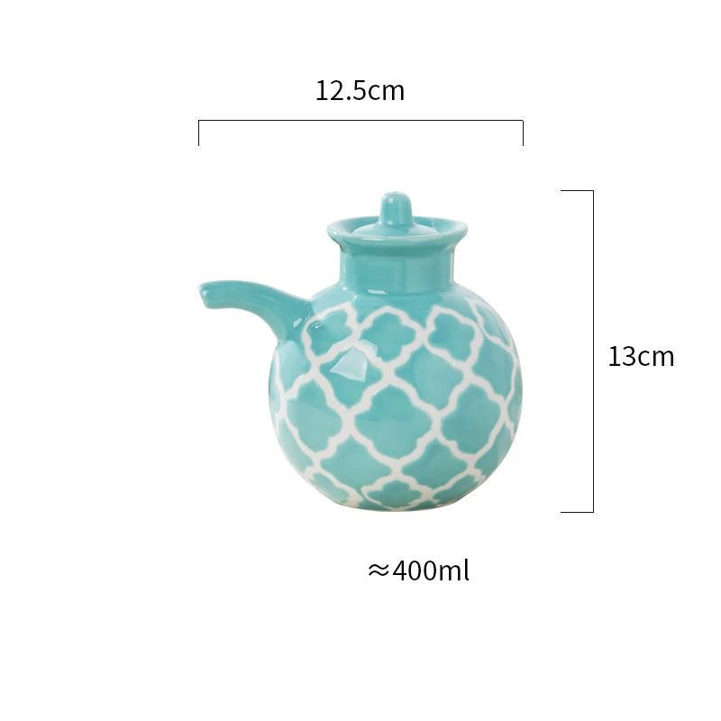 Decorative Ceramic Oil and Vinegar Dispenser