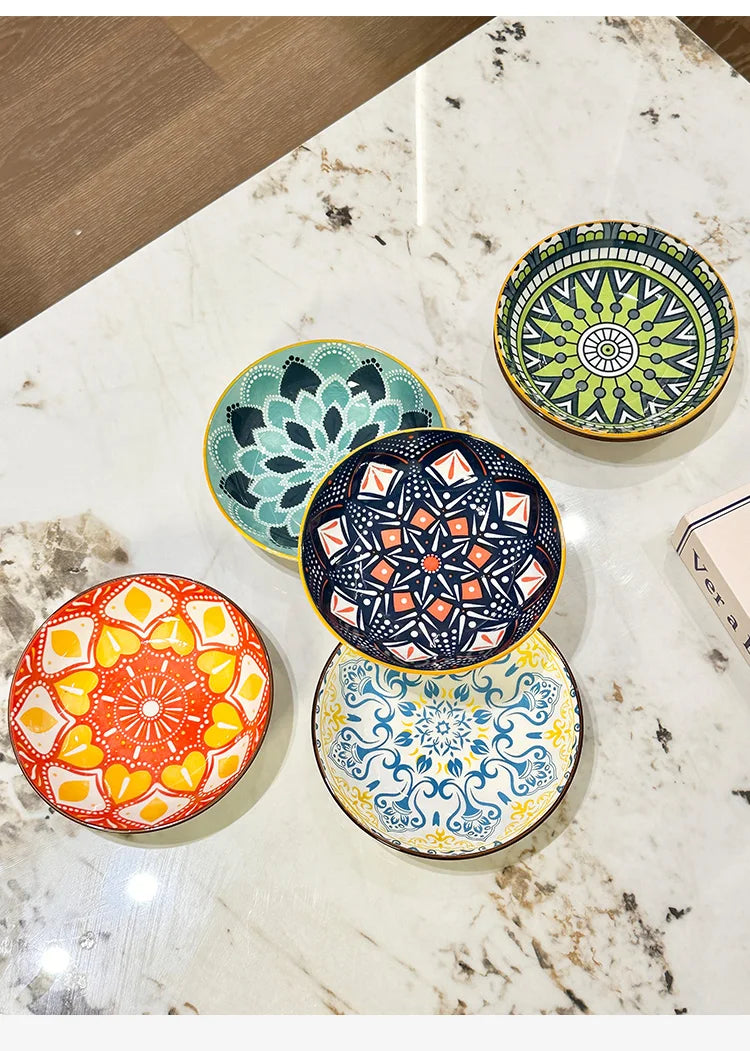 Bohemian Ceramic Plates, 6-Piece Set