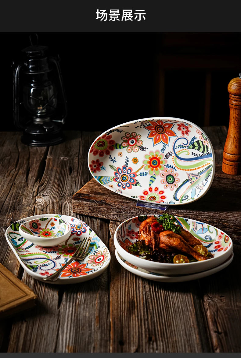 Floral Ceramic Dinner Plate — 8 Inch