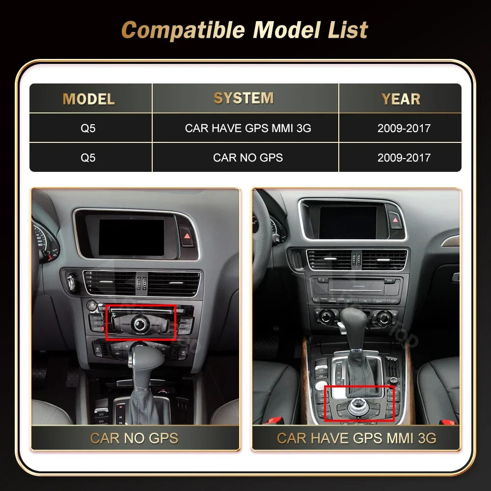 Road Top CarPlay Display for Audi Q5 2009–2017