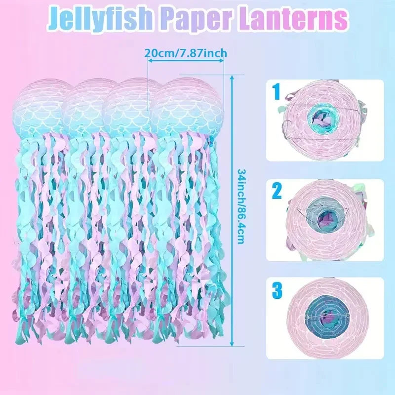 Blue Jellyfish Paper Lanterns, 1/3/6 Pack