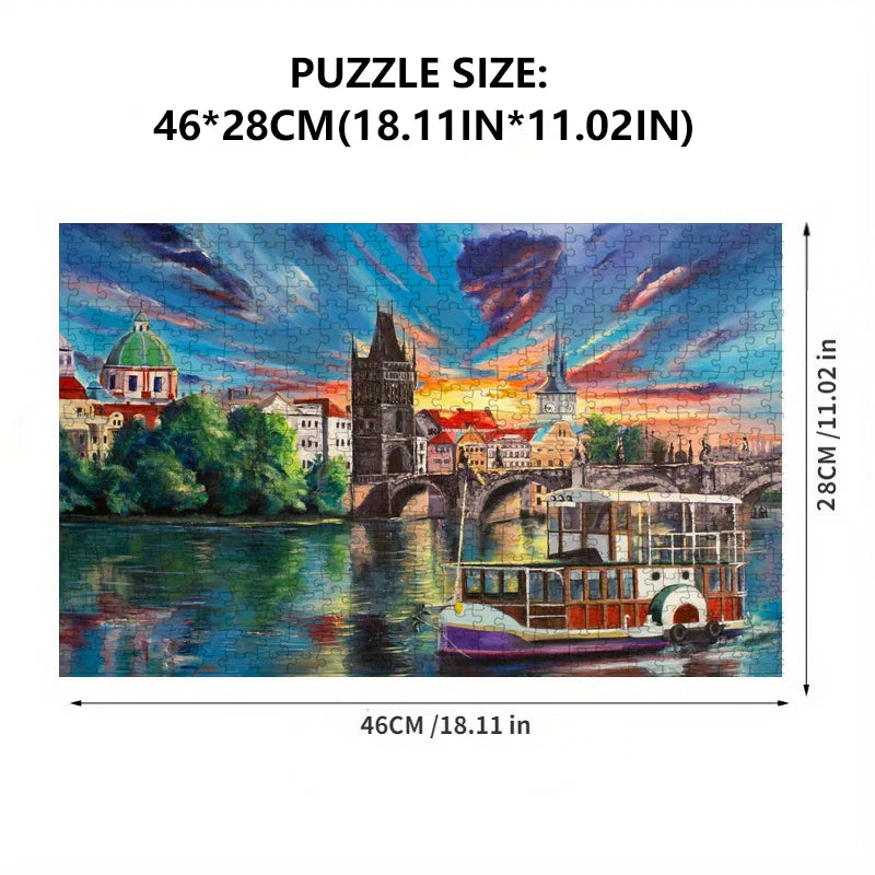 Prague Oil Painting 500-Piece Jigsaw Puzzle